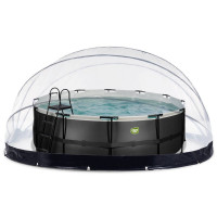 Бассейн EXIT 427х122 см с накрытием и тепловым насосом, черный